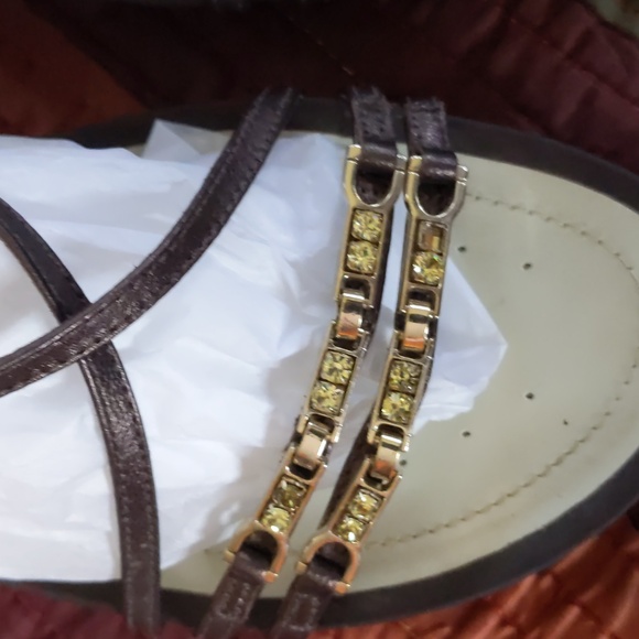 GEOX*Respira delicate rhinestone detail strappy wedge sandal size 40 side buckle - Picture 3 of 14